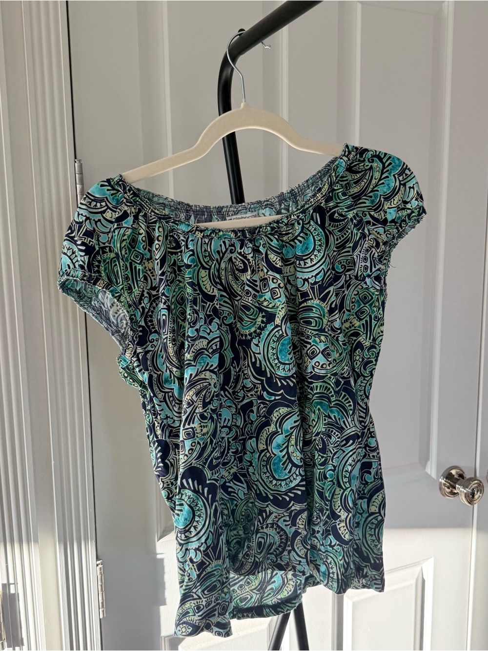 Liz Claiborne Navy and Teal Top